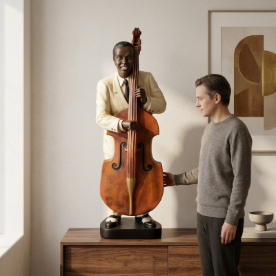 Ontwerp Contrabas Figuur Standbeeld Sculptuur Figuren Sculpturen Decoratie 4021 Nieuw