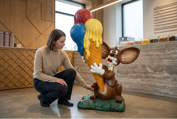 Ontwerp muis met ijssculptuur standbeeld sculptuur figuren beeldhouwwerken decoratie ijssalon