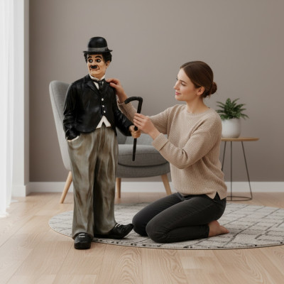 Ontwerp Chaplin Figuur Standbeeld Sculptuur Figuren Sculpturen Decoratie Deco 5358 Nieuw