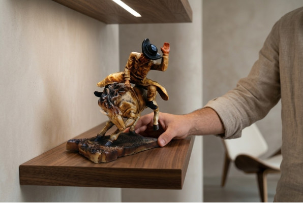 Ontwerp Cowboy Rodeo Paard Figuur Standbeeld Sculptuur Figuren Sculpturen Decoratie 5641