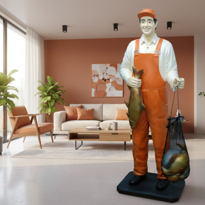 Ontwerp Fischer Figuur Standbeeld Sculptuur Figuren Sculpturen Decoratie Deco 5661 Nieuw