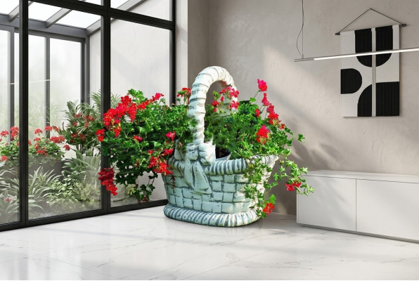 Figuur bloempot plantenbak decoratie wit Figuur bloempotten tuin