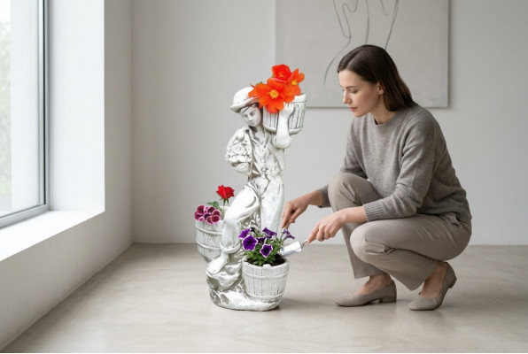 Figuur Bloempot Wit Planten Pot Decoratie Figuur Bloempotten Tuin