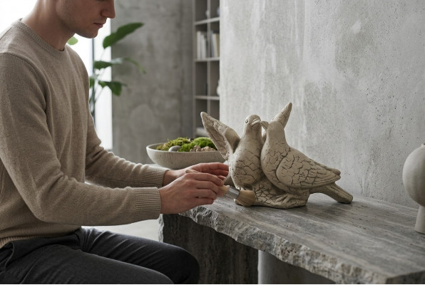 Tuindecoratie Duiventerras Stenen Beeld Figuur Standbeeld Sculptuur
