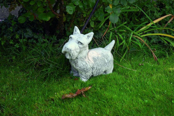 Tuindecoratie Hond Terras Stenen Figuren Decoratief Wit Standbeeld Figuur