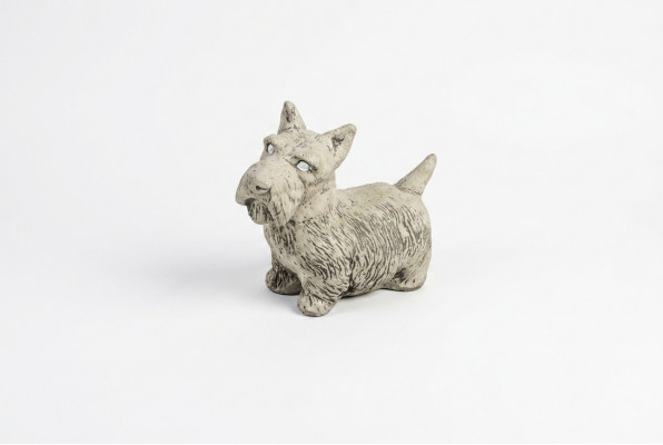 Tuindecoratie Hond Terras Stenen Figuren Decoratief Wit Standbeeld Figuur