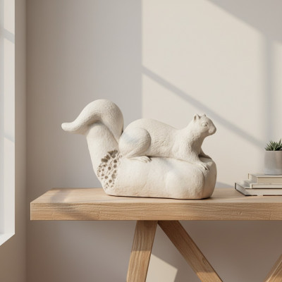 Tuindecoratie Eekhoorn Terrasdecoratie Steenbeelden Figuur Standbeeld