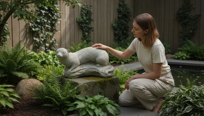 Tuindecoratie Steenfiguren Witte figuur Natuur Standbeeld