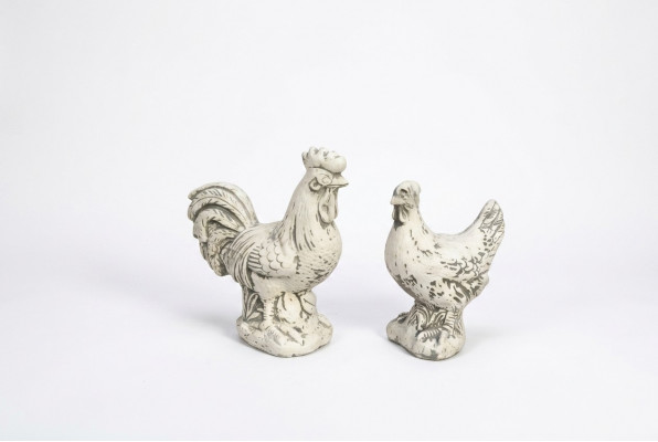 Tuindecoratie Kip Terras Steen Figuren Figuur Decoratief Wit Standbeeld