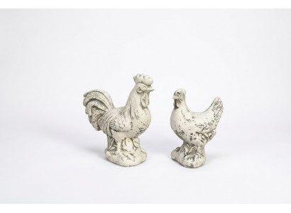 Tuindecoratie Kip Terras Steen Figuren Figuur Decoratief Wit Standbeeld