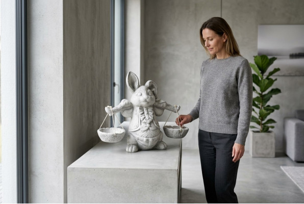 Tuindecoratie Konijn Terras Steen Figuren Figuur Decoratieve Natuur Standbeeld
