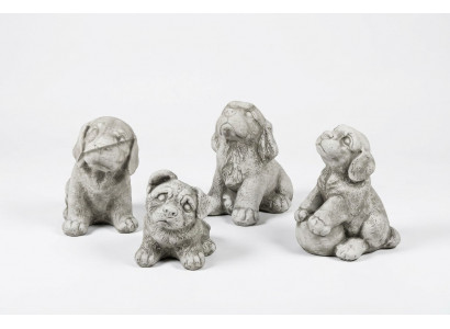 Tuindecoratie Witte Hond Terras Steenfiguren Decoratief Standbeeld Figuur