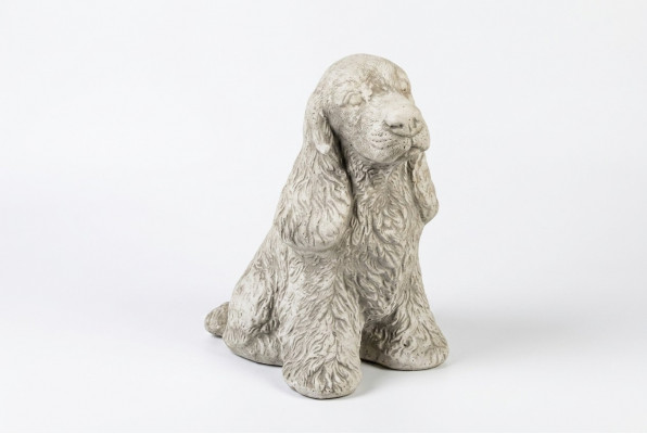 Tuindecoratie Witte Hond Terras Steen Figuur Beelden Decoratief Standbeeld