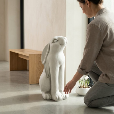Tuindecoratie Konijn Terras Steen Beelden Decoratieve Figuur Natuur Standbeeld.