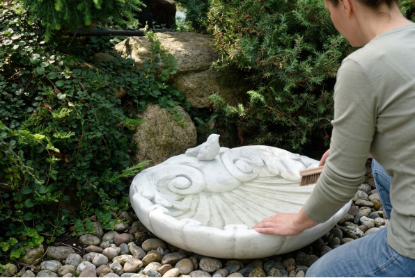 Vogel drinkplaats decor sculptuur ontwerp figuur standbeeld tuinfiguren beelden.