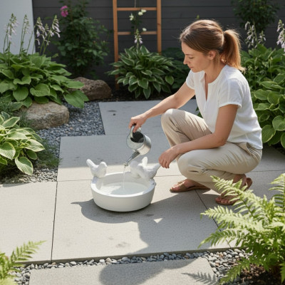 Decoratie Vogel Drinkbak Sculptuur Ontwerp Figuur Standbeeld Tuin Beelden Standbeelden