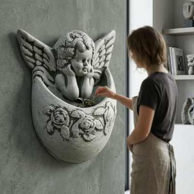 Wandsculptuur Steenplaat Afbeelding Azteken Engel Antil Relief Steengieten Muur