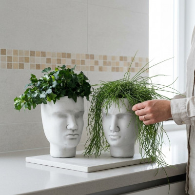 Ontwerp Bloempot Top Plantenbak Vaas Figuur Potten Decoratie Gezicht Sculptuur