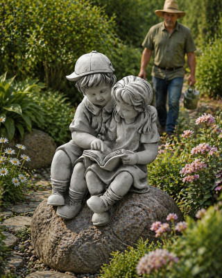 40cm Deco Sculptuur Ontwerp Figuur Standbeeld Tuin Figuren Grijs Natuur Beelden