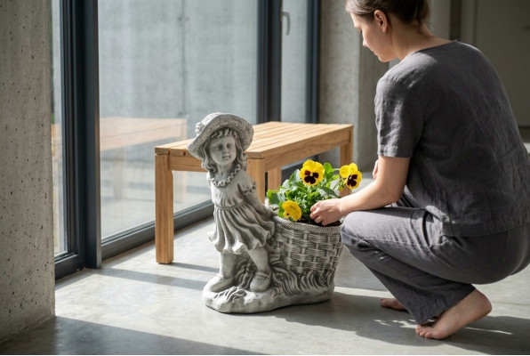 40 cm decoratieve sculptuur ontwerp figuur standbeeld tuin grijs figuren natuur standbeelden