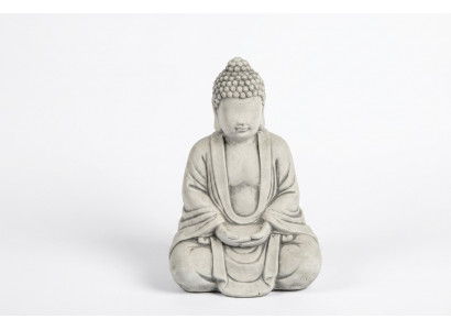 Boeddha-beeld in steenlook. Groot beeld voor tuindecoratie.