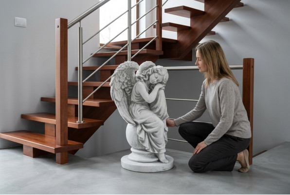 Engel 36cm Sculptuur Ontwerp Figuur Standbeeld Tuin Figuren Beelden