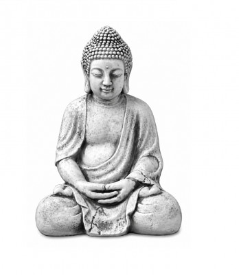 Beeld Boeddha Sculptuur in steenlook. Grote decoratieve sculptuur voor de tuin.