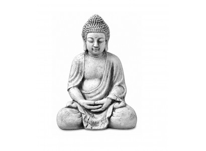 Beeld Boeddha Sculptuur in steenlook. Grote decoratieve sculptuur voor de tuin.