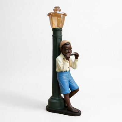 Ontwerp jongen met mondharmonica figuur standbeeld sculptuur beeldjes sculpturen 7078 Nieuw