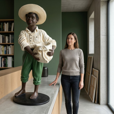 Ontwerp jongen met tas figuur standbeeld sculptuur figuren sculpturen decoratie 7088