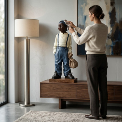 Ontwerp jongen met tas II figuur standbeeld sculptuur figuren sculpturen decoratie 7089