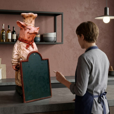 Restaurant Ständer Tafel Steak Figur Statue Skulptur Figuren Skulpturen Gastro   Restaurant Stand Tafel Biefstuk Figuur Standbeeld Sculptuur Figuren Sculpturen Horeca