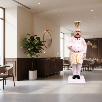 Restaurant Kok Figuur Standbeeld Sculptuur Figuren Sculpturen Decoratie Deco 213cm