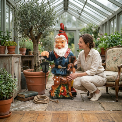Ontwerp Dwerg Tuinlantaarn Figuur Standbeeld Sculptuur Figuren Sculpturen Nieuw 8836