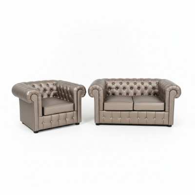 Designer Chesterfield bankstel sofa bank 2+1 bekleding zitting set goud