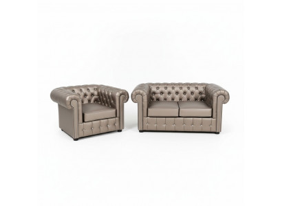 Designer Chesterfield bankstel sofa bank 2+1 bekleding zitting set goud