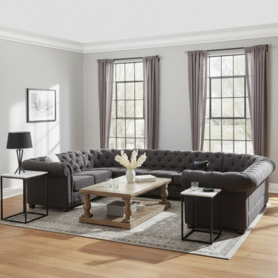 XXL Grote Chesterfield woonlandschap bank bank bekleding hoek zit U-vorm banken nieuw  XXL Groot Chesterfield woonlandschap bank bankstel hoekbank U-vorm banken nieuw