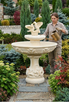 Springbrunnen Froschbrunnen Brunnen Steinbrunnen Gartenbrunnen Fontaine 155cm  Fontein Kikkerfontein Fontein Stenen fontein Tuinfontein Fontein 155cm