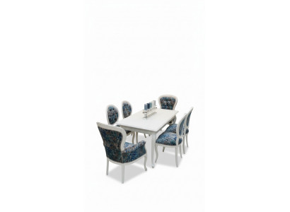 Stijlvol dineren. Klassieke grijs-blauwe eetkamerstoelen in een handige set van 4.