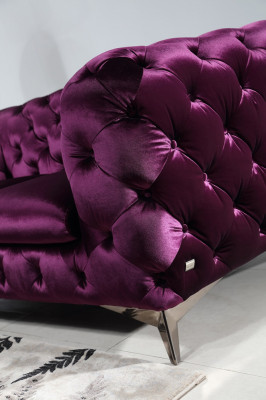 Luxe hoogwaardige bank zitbank bekleding zitplaatsen 3+2+1 set Chesterfield Paars Nieuw