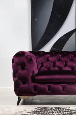 Luxe hoogwaardige bank zitbank bekleding zitplaatsen 3+2+1 set Chesterfield Paars Nieuw