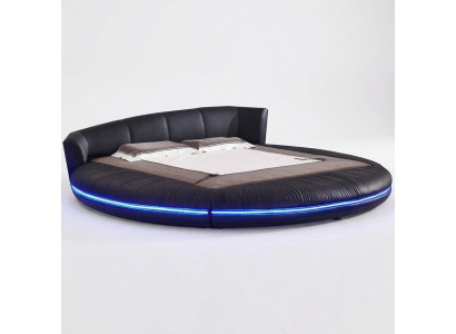 Ronde designbedden Leer Rond Bed Dubbel Luxe Hotel Frame Slaap Onmiddellijk