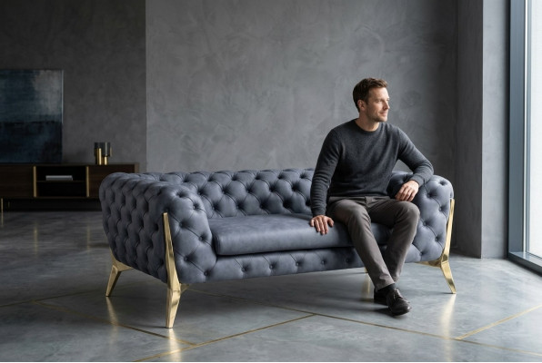 Bank Chesterfield Bank Bekleding XXL Grote Set Textiel 4+2 designer Banken