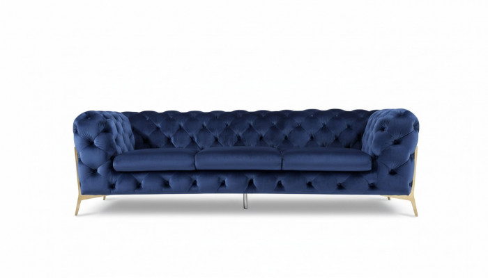 Sofa Chesterfield Bank Bekleding XXL Set Textiel 3+3 designer Banken Blauw