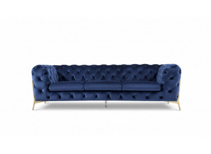 Sofa Chesterfield Bank Bekleding XXL Set Textiel 3+3 designer Banken Blauw