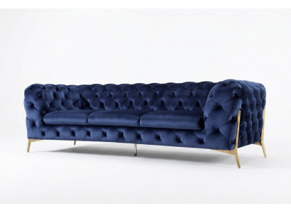 Chesterfield 3-zits bank gestoffeerde driezitter design banken textiel stof Italië.
