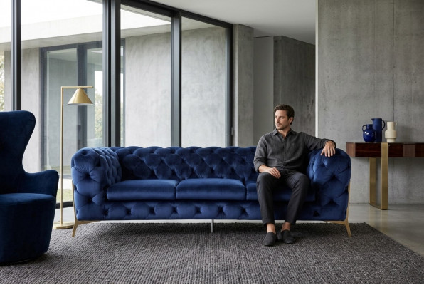 Bank Bank Bekleding XXL Big Set Designer Banken Chesterfield Stof 3+2+2