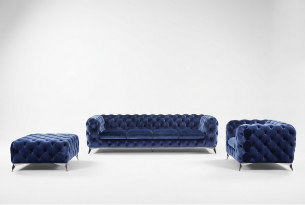Sofa Chesterfield Bank Bekleding XXL Grote Set Stof 4+1+1 ontwerper