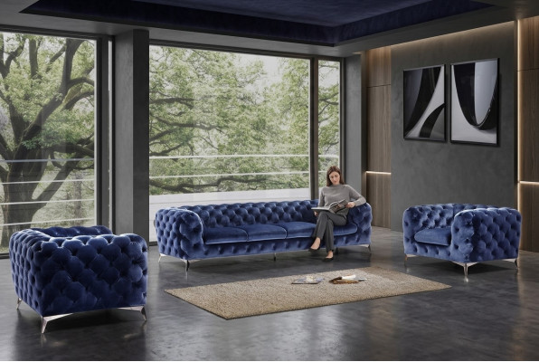 Bank Bank Bekleding XXL Grote Set Chesterfield Stof 3+2+2 Designerbanken