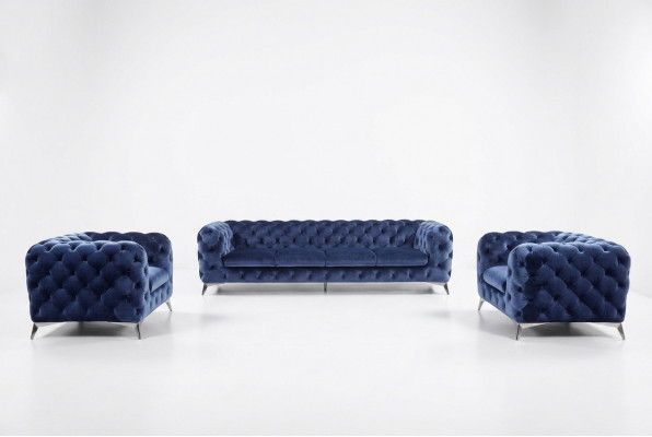 Bank Bank Bekleding XXL Grote Set Chesterfield Stof 3+2+2 Designerbanken